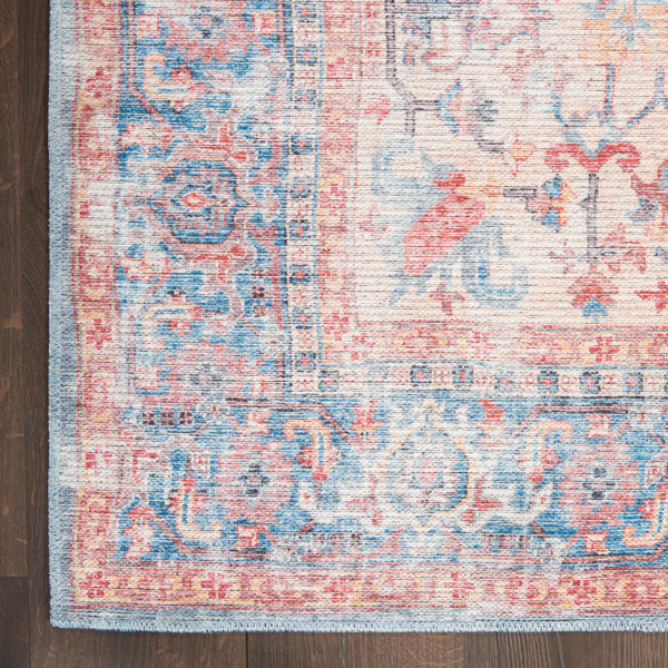 Nicole Curtis Machine Washable Oriental Blue/Red Area Rug & Reviews